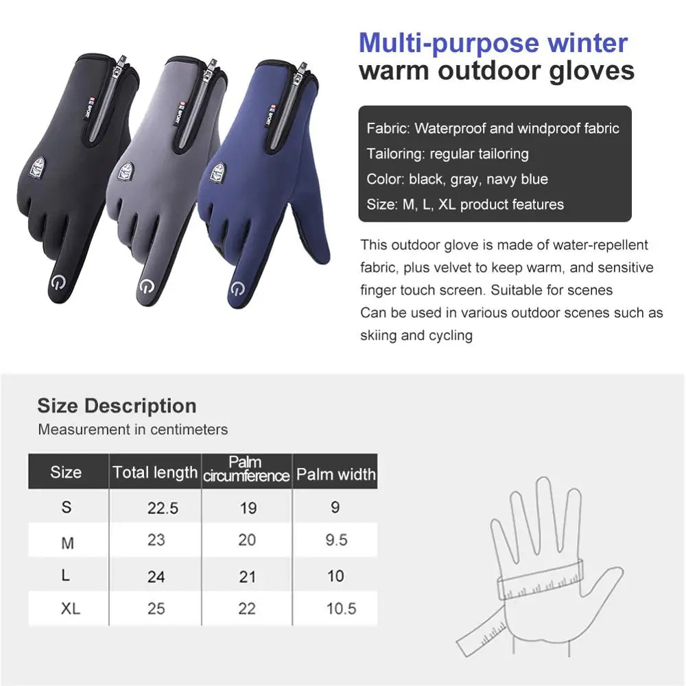 Winter Warm Ski Gloves Men Gloves