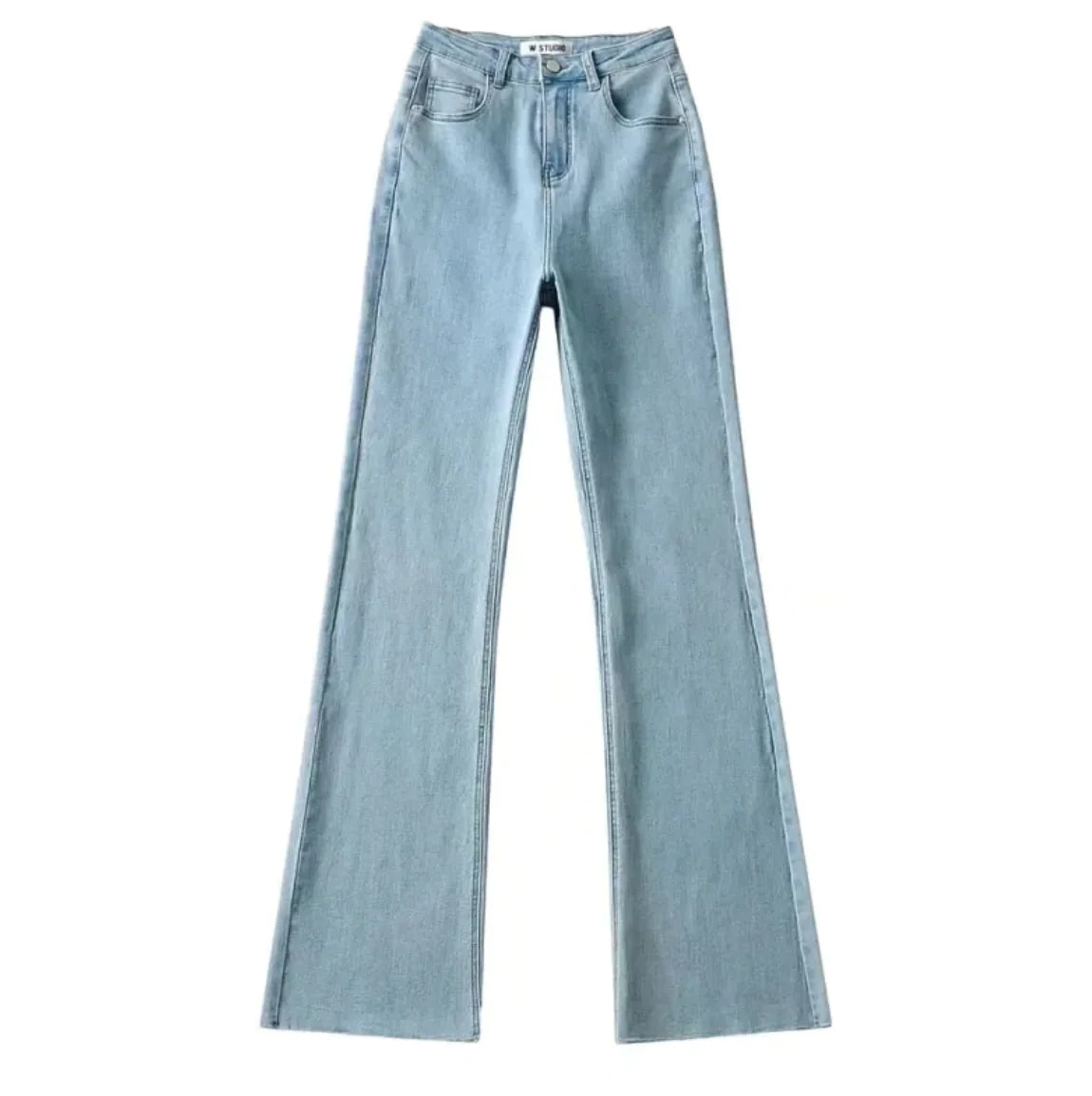 High Waist Raw Edge Flared Denim Pants