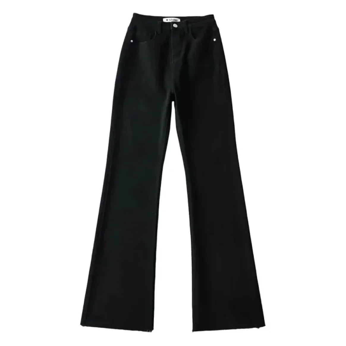 High Waist Raw Edge Flared Denim Pants